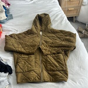 Quilted Olive Green Hooded Jacket